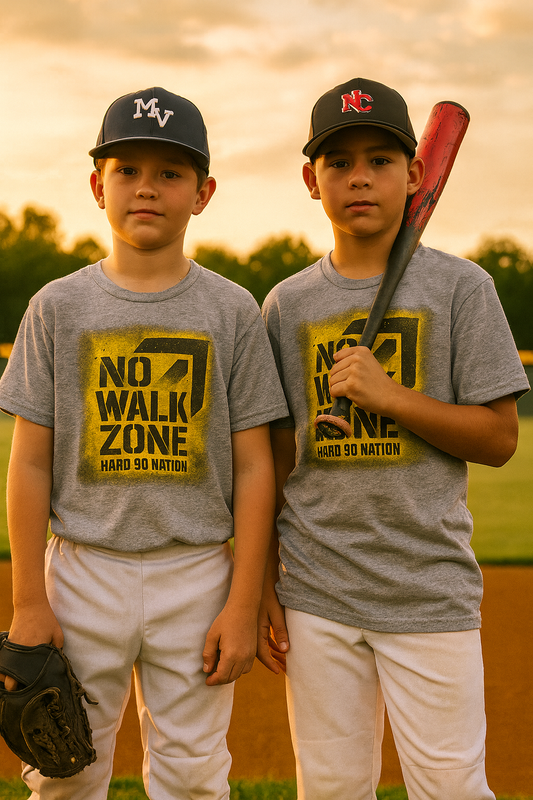 Youth Baseball “No Walk Zone” Tee – Hard 90 Nation Collection